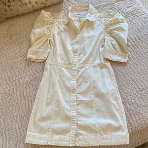 FRAME Cream Puff Sleeve Mini Dress